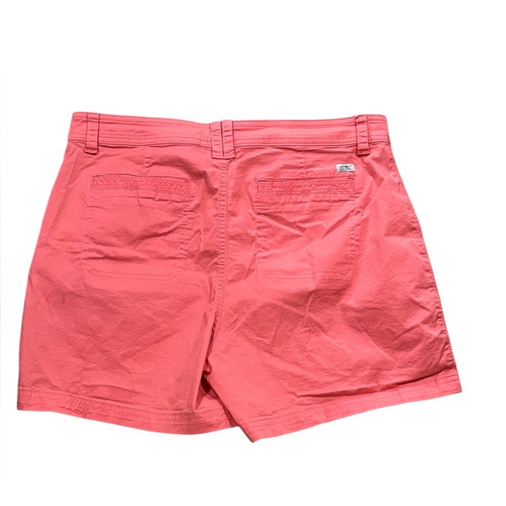 Women’s Eddie Bauer Cotton Blend Coral Orange Chino Shorts 5” Inseam Size 12 - Picture 2 of 5